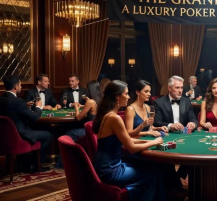 Stół pokerowy podczas nowoczesnego eventu tematycznego z kolorowym oświetleniem