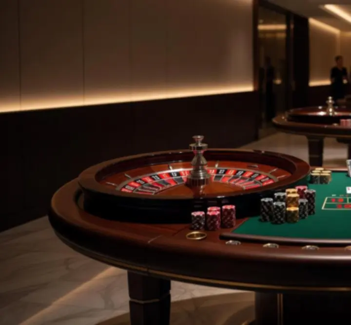 Luksusowy stół kasynowy przygotowany na wieczór eventowy