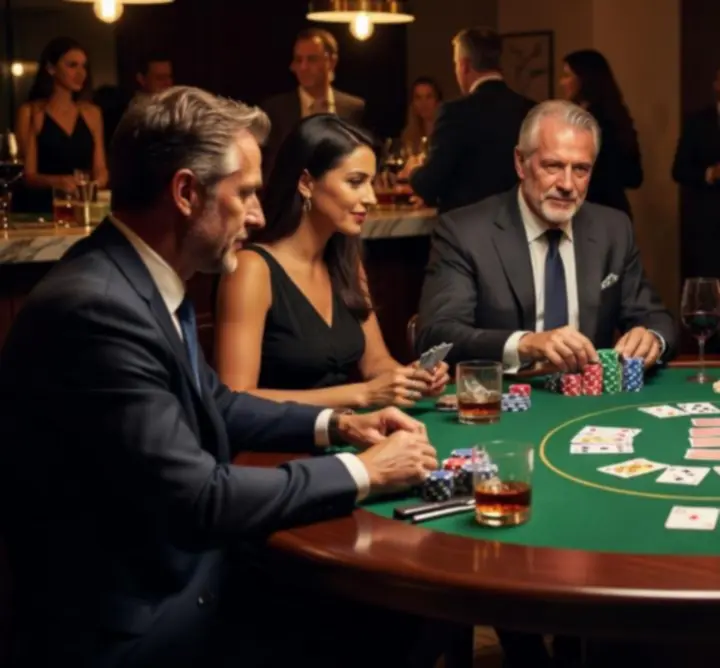 Profesjonalny stół do pokera podczas wieczoru 