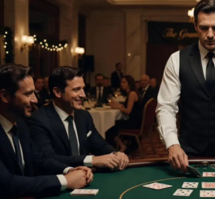 Profesjonalny krupier prowadzący wieczór pokerowy